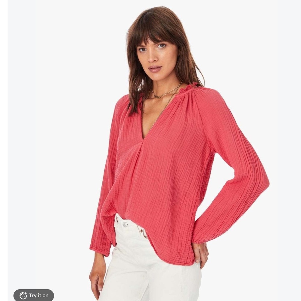 Xirena Womens Cotton Camila Gauze Top S Pink Beach Boho Coastal Fall Oversized